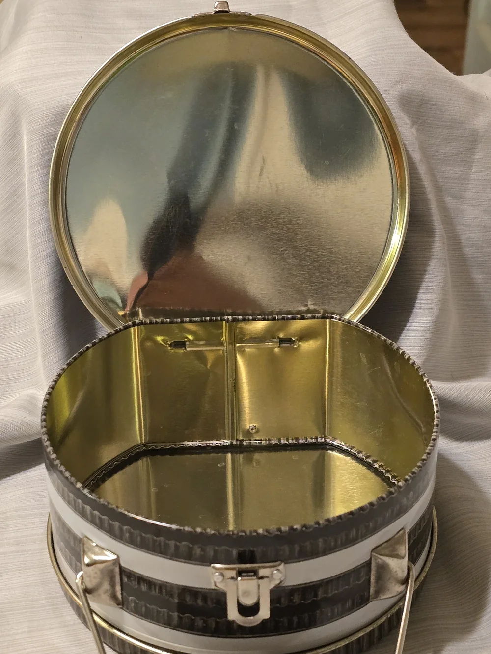 Vintage 1990's Nabisco Oreo Cookie-shaped Tin Used as Lunch Box/Collectible Tin